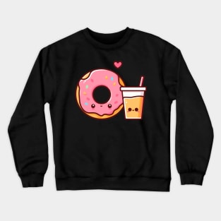 Cute Kawaii Donut and Mango Milkshake | Food Design for Kawaii Lovers Crewneck Sweatshirt